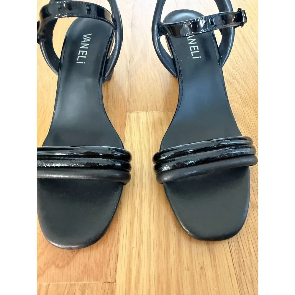 VANELi Lashi Black Kitten Heel Ankle Strap Sandals Size 7M NWOB